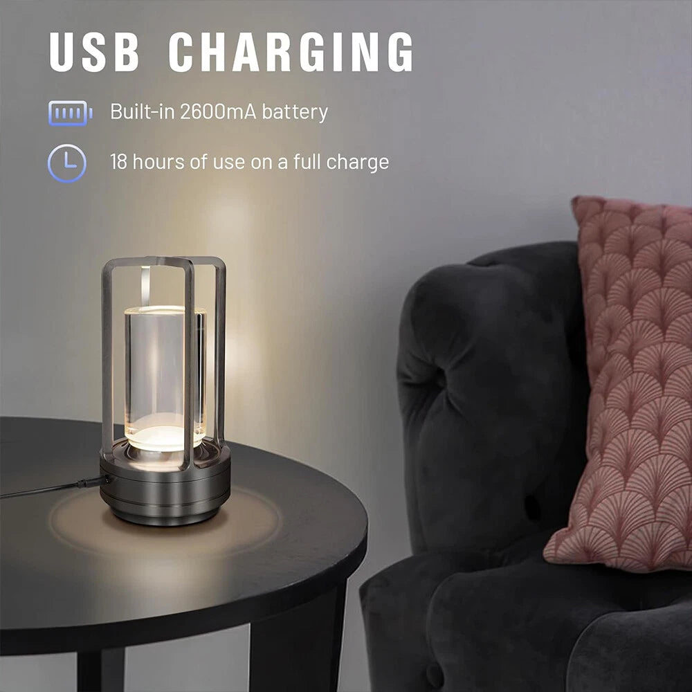 Modern LED Table Lamp USB Rechargeable Lamp Dimmable Bar Night Light CordlessP