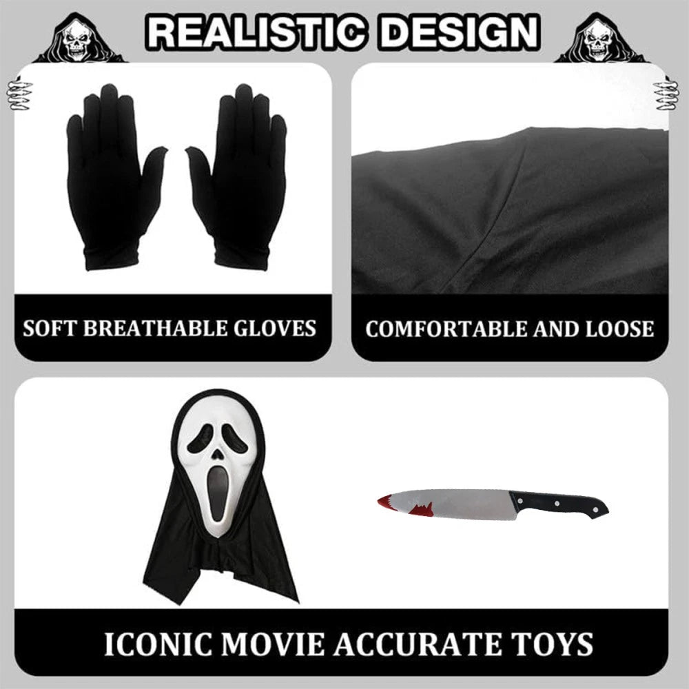 Scream Costume Scary Ghost Face Mask Halloween Adult Scary Scream Cosplay