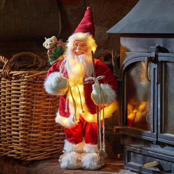 Christmas Santa Claus Decoration Standing Light Up LED Figure Xmas Red Novelty