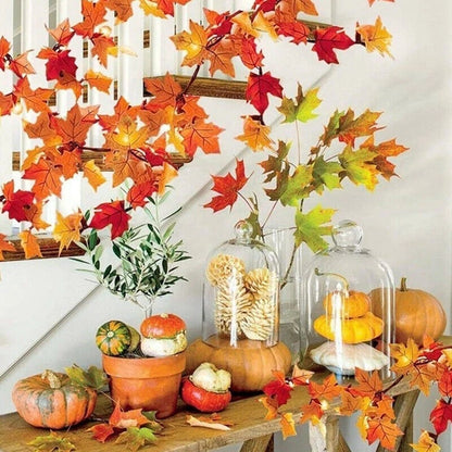 175cm Artificial Autumn Fall Maple Leaves Garland Hanging Plant Home Party Decor