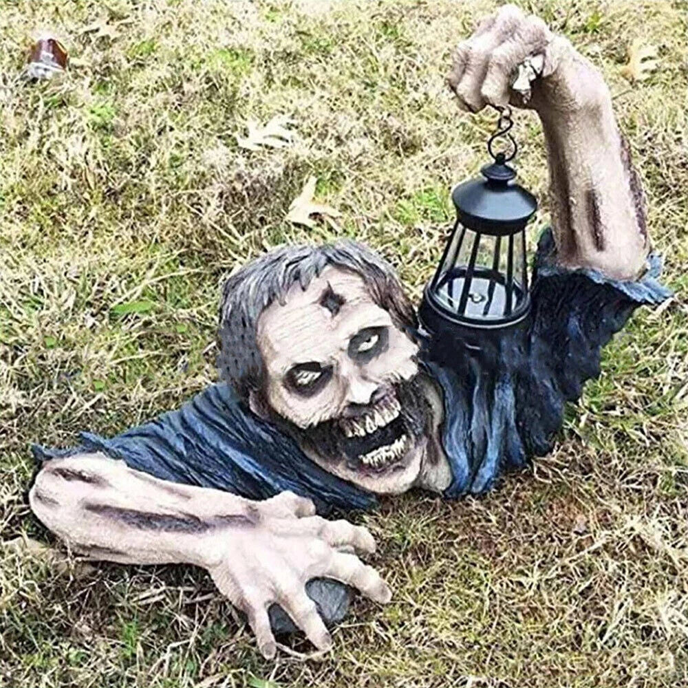 LED Lantern Garden Statue Decoration Halloween Zombie Tomb Climbing Sculpture
