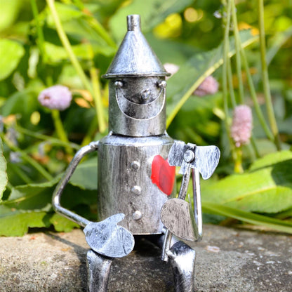 Mini Sitting Tin Man Garden Decor Ornament