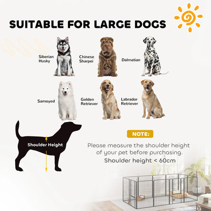 Dog Pen, 12-Panel Puppy Pen for Large Dogs, 100Hcm, Black