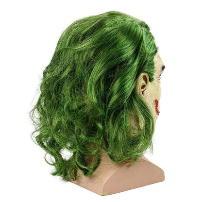 Halloween Costume Props Party Cosplay Scary Joker Full Head Latex Mask with Wig