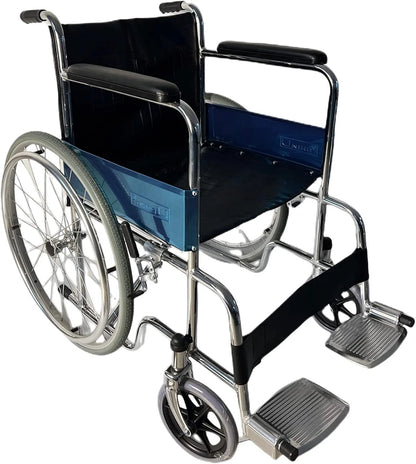 Self Propel Lightweight Folding Steel Wheelchair Transit Travel