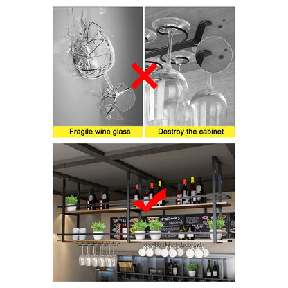 Hanging Wine Rack 2-Layer Industrial Hanging Display Wine Storage Holder 80cm