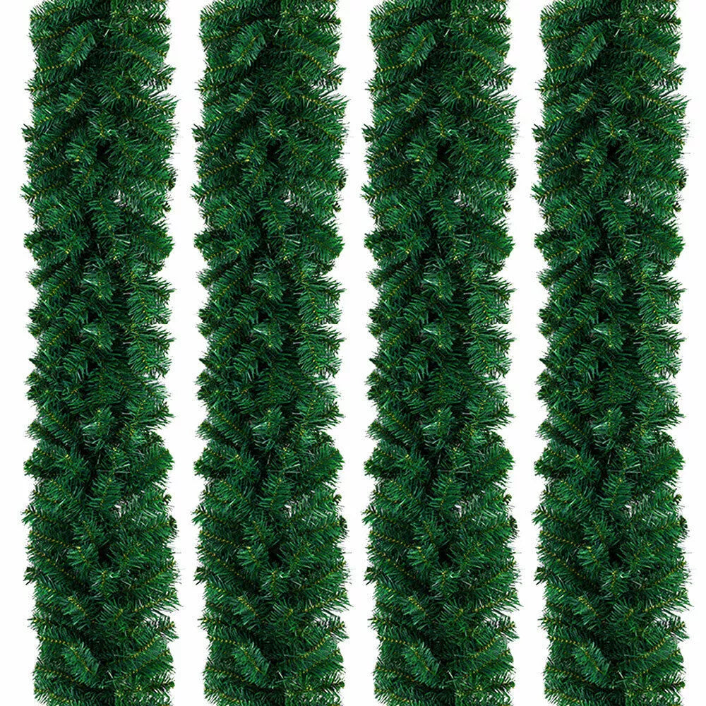 18FT Christmas Garland Pre Lit with Lights LED Door-Wreath Xmas Fireplace Fence