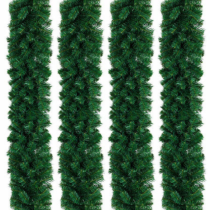 18FT Christmas Garland Pre Lit with Lights LED Door-Wreath Xmas Fireplace Fence
