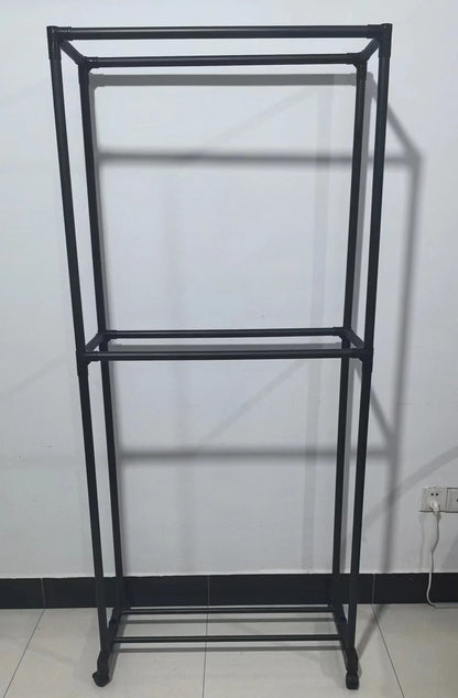 2 Tiers Clothes Rail Rack Garment Hanging Stand Shoe Storage Shelf Open Wardrobe