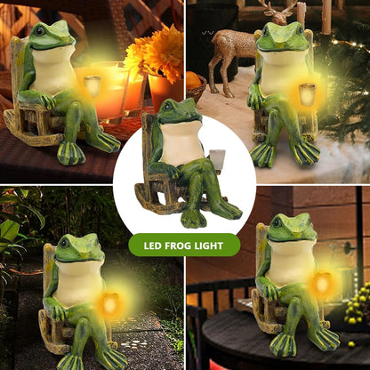 Garden Ornament Large Solar Powered Decorative Frog Statue Light Up Lamp