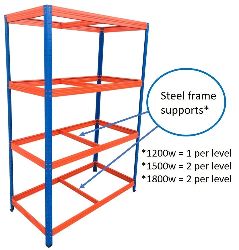 4 Tier Industrial Warehouse Racking Shelving 300kg/ Shelve Extra Heavy Duty Storage Thick Post & Shelves 150H x180L x45Wcm