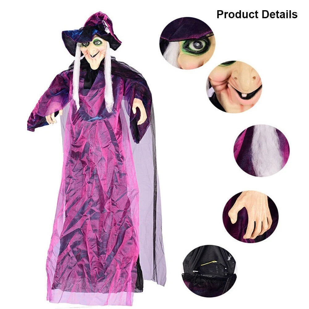 Halloween Life Size Talking Witch Scary Decor Animated Spooky Animatronic Witch
