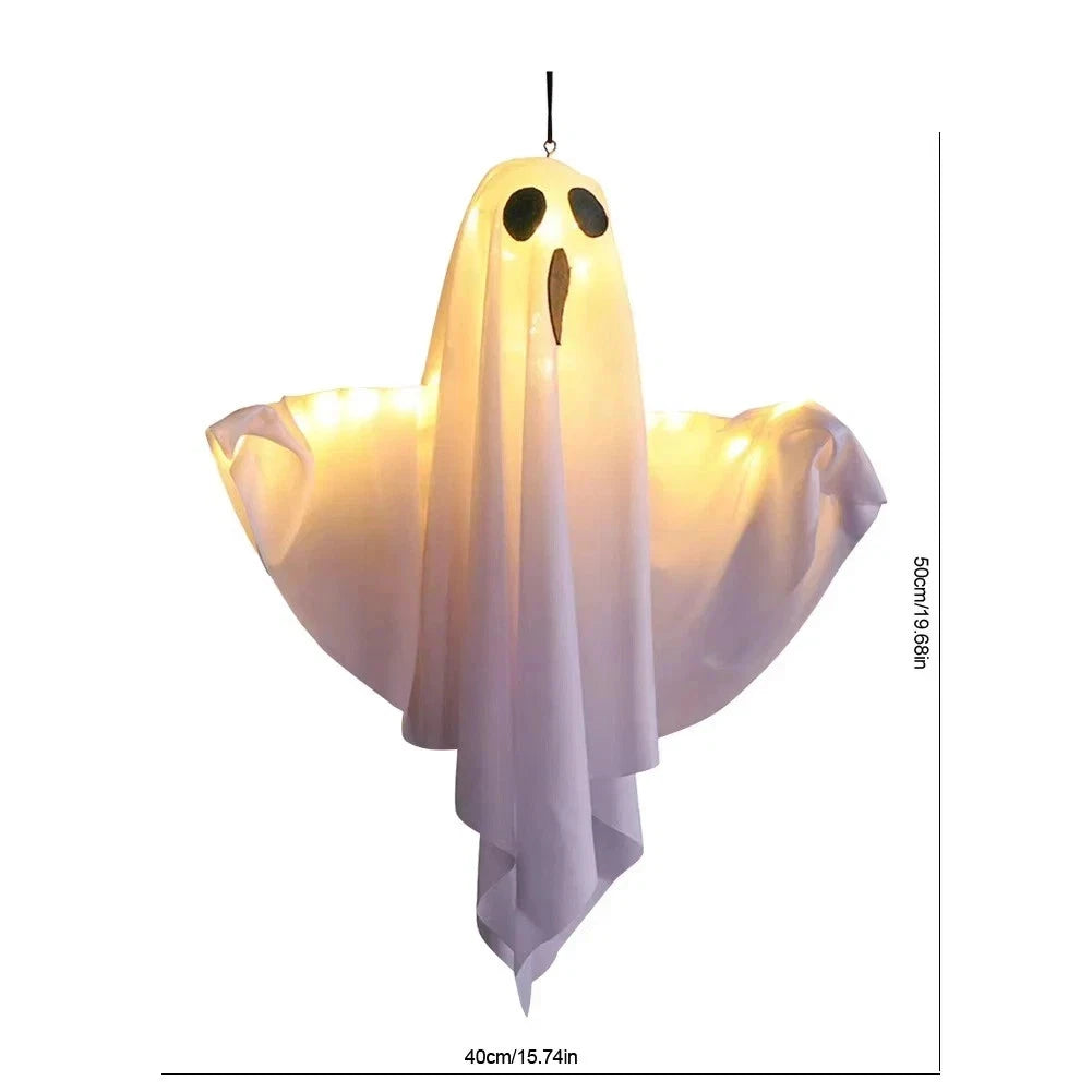 Halloween Glowing White Ghost LED Hanging Ghosts Horror Props with Fairy Light