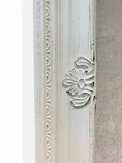 Antique White Ornate Wall Mirror with Stunning Hardwood Frame – Size 53 x 43cm