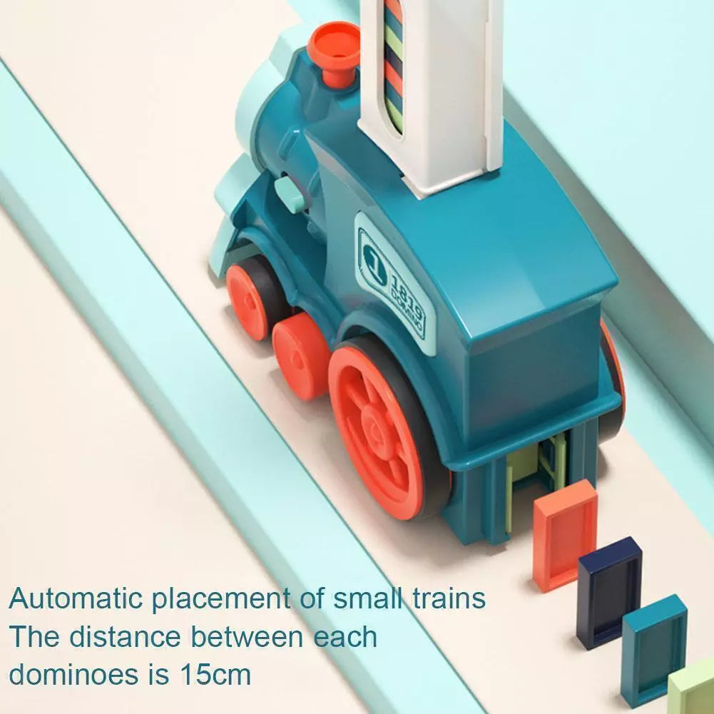 Domino Train Toy Set Automatic  Domino Blocks Laying Electric Train w/ Sound+