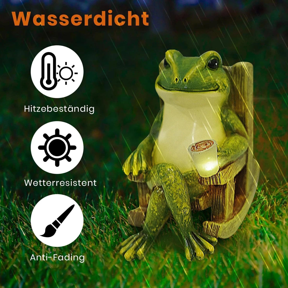 Garden Ornament Large Solar Powered Decorative Frog Statue Light Up Lamp