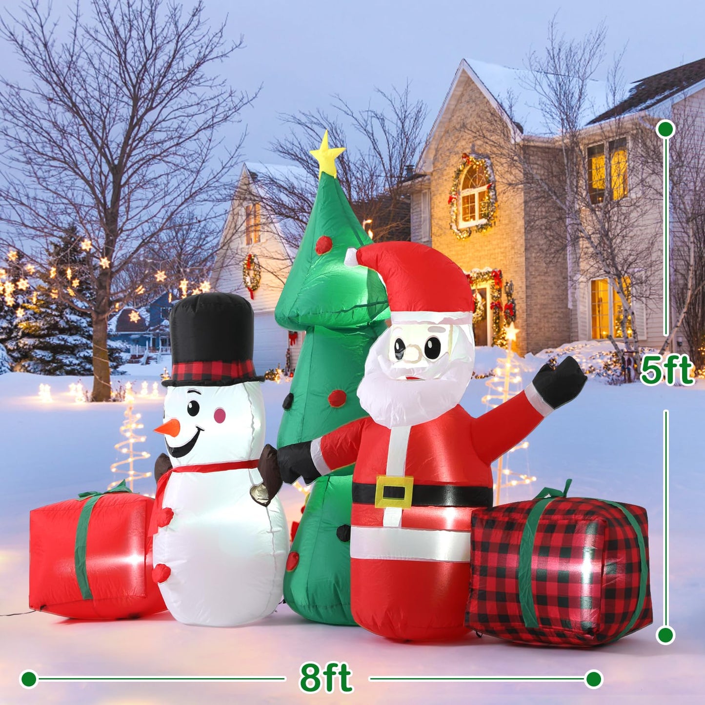 Christmas Inflatable Santa Snowman Tree Outdoor Decor LED Light Holiday Blow Up