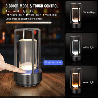 Modern LED Table Lamp USB Rechargeable Lamp Dimmable Bar Night Light CordlessP