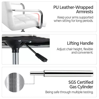 Home Office Chair Faux Leather Computer Desk Chair Adjustable Swivel Chair Arms