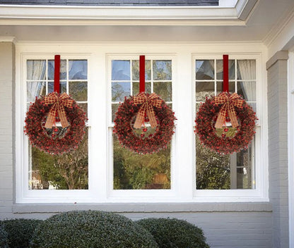 42cm Large Christmas Tinsel Wreath Gold 'Red and silver, Wall Window Door Hanging Decoration