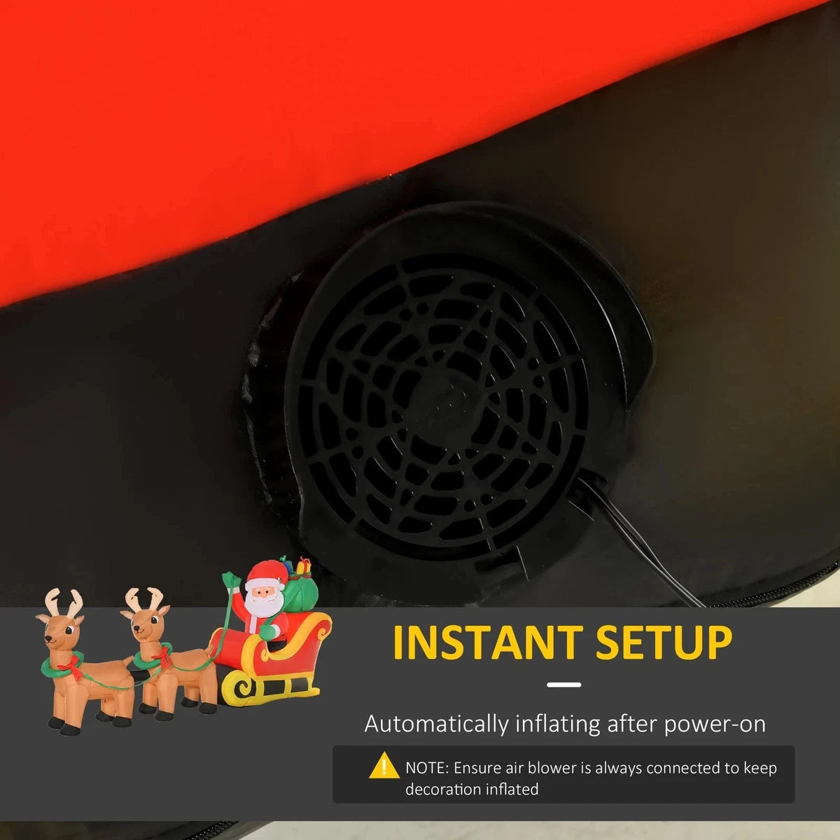 HOMCOM 8ft Christmas Inflatable Santa Claus on Sleigh LED Lighted Decoration