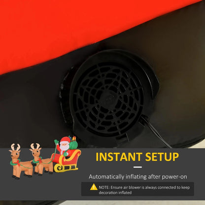 HOMCOM 8ft Christmas Inflatable Santa Claus on Sleigh LED Lighted Decoration