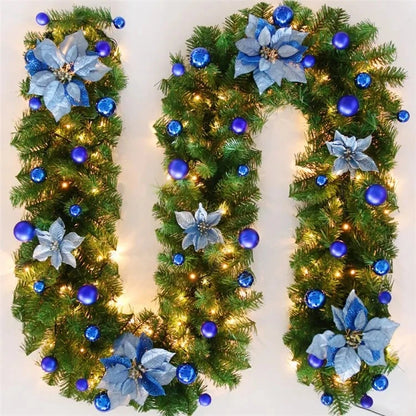 Christmas Garland 9ft Deluxe Super Thick Pre-lit with led light