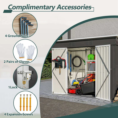 4X8FT Garden Shed Pent Roof Metal Free Foundation Base Storage House Anthracite