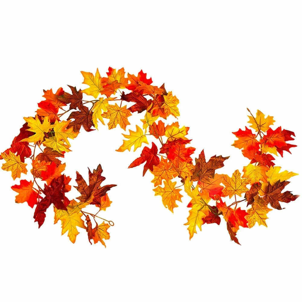175cm Artificial Autumn Fall Maple Leaves Garland Hanging Plant Home Party Decor