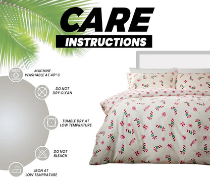 CHRISTMAS DUVET COVER SET Reversible Quilt XMAS Bedding Set