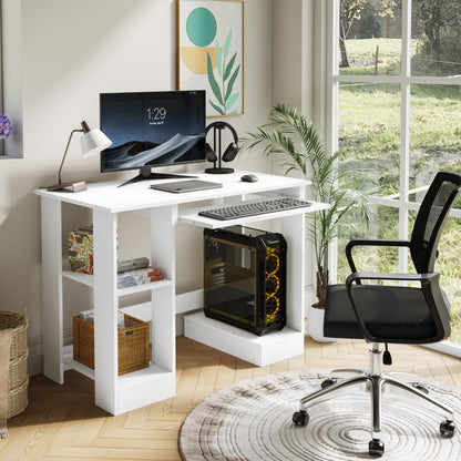 Home Office Desk, White Computer Desk With Shelves  (100 x 55 x 75CM)