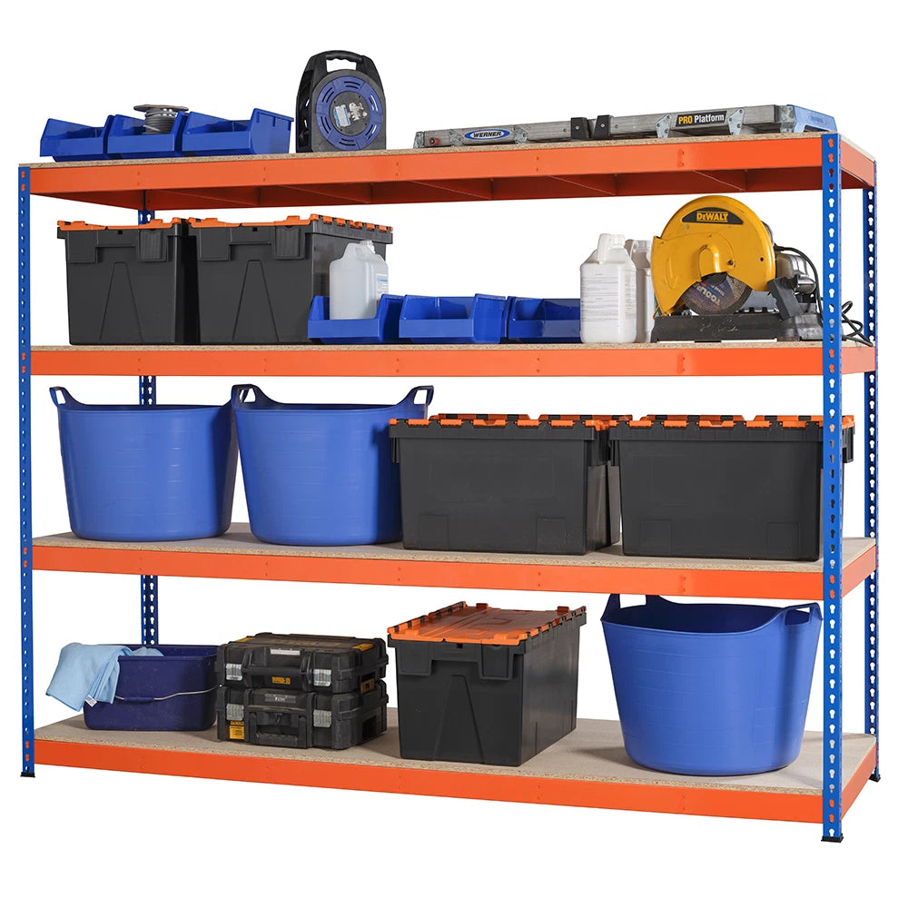 4 Tier Heavy Duty Warehouse Racking 180x240x60cm Garage Shelving Metal Shelf Unit 400kg per shelve