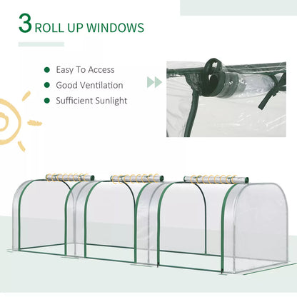 Tunnel Greenhouse Steel Frame for Garden w/ Zipper Doors