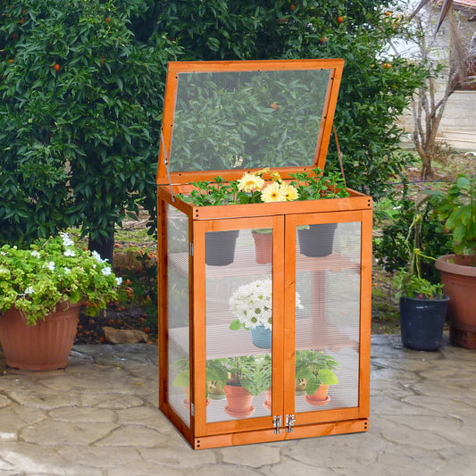 3 Tier Wooden Greenhouse Cold Frame Garden Flower Planting Box Growhouse