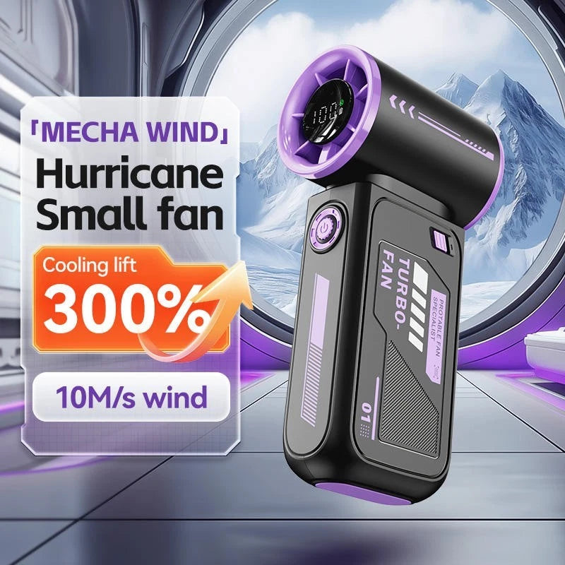 Turbo Fan Portable Cooling Handheld USB Rechargeable 3600 mAh Adjustable Airflow