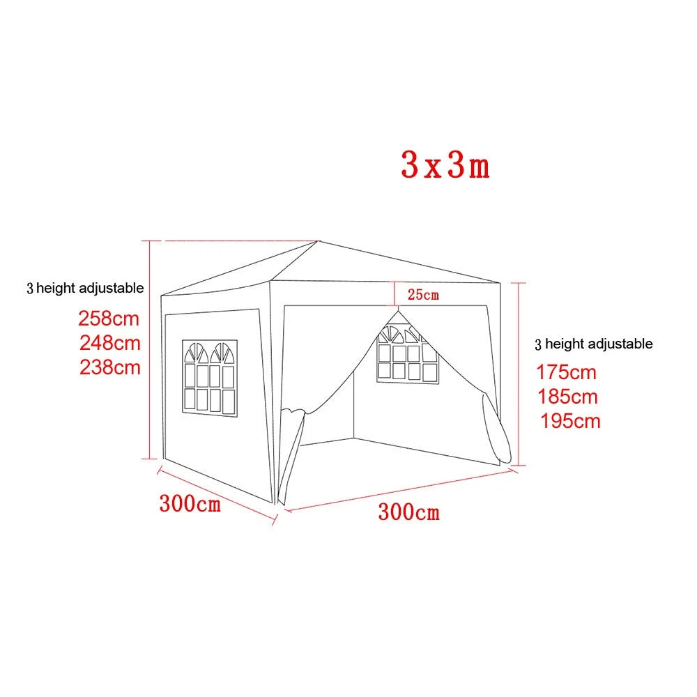 3X3m Pop Up Gazebo Garden Outdoor Patio Wedding Party Marquee Canopy Tent UK