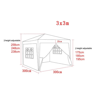3X3m Pop Up Gazebo Garden Outdoor Patio Wedding Party Marquee Canopy Tent UK