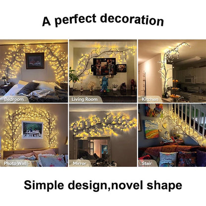 144LED Wall Tree  Willow Vine Lights Bendable Branch Fairy Lighting for Christmas gifts