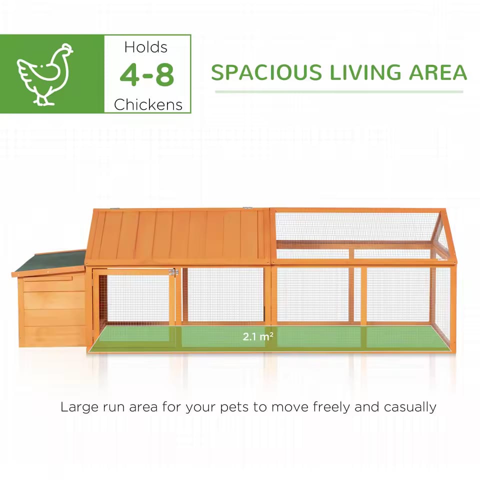 Wooden Chicken Coop with Nesting Box, Openable Roof for 4-8 Chickens