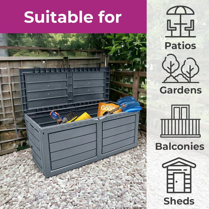 Garden 320 Litre Dark Grey Outdoor Plastic Storage Box