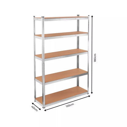 5 Tier Shelving Unit Boltless Assembly 180x120x40cm Heavy duty Garage Industrial Racking