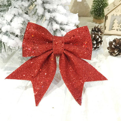 10Pcs Glitter Bows Christmas Tree Big Bowknot Ornaments Xmas Party Present Gifts