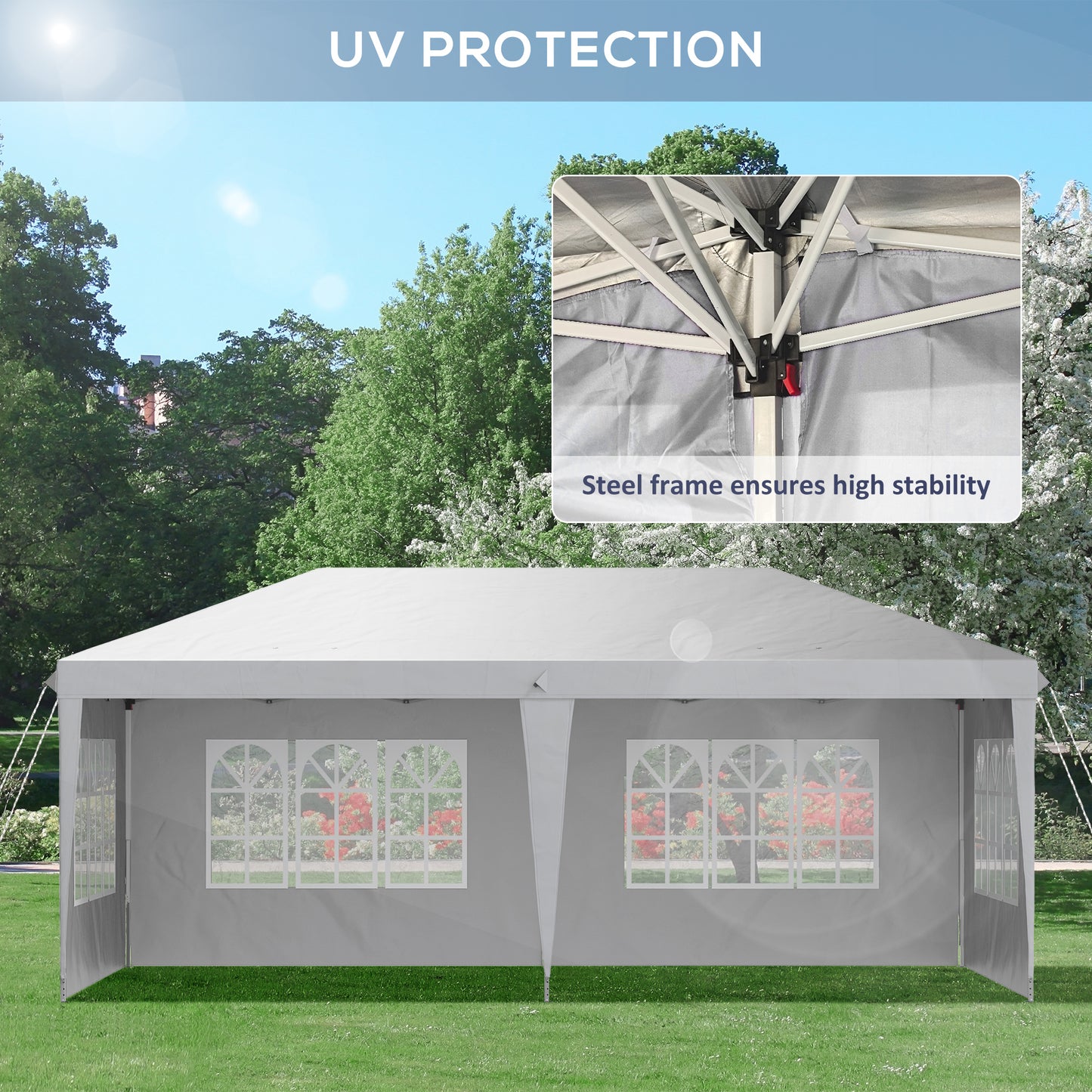 3x6m Popup Garden Heavy Duty Gazebo Marquee Party Tent Canopy
