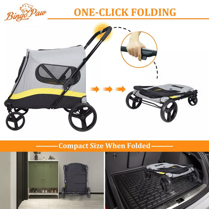 Premium Dog Trolley Large Pet Jogging Carriage Stroller with Safe Leash & Wheels