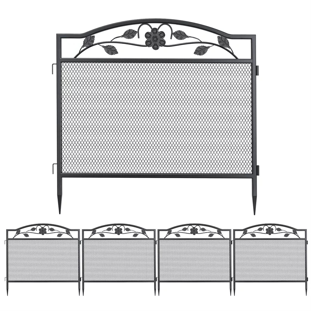 5Pcs Garden Fencing Panels Strong Metal Flower Bed Border Edging Animal Barrier