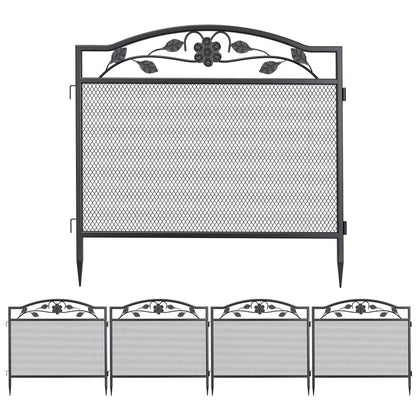 5Pcs Garden Fencing Panels Strong Metal Flower Bed Border Edging Animal Barrier