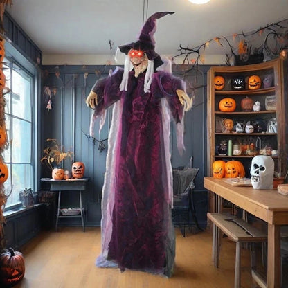 Halloween Life Size Talking Witch Animated Spooky Animatronic Witch Scary Decor