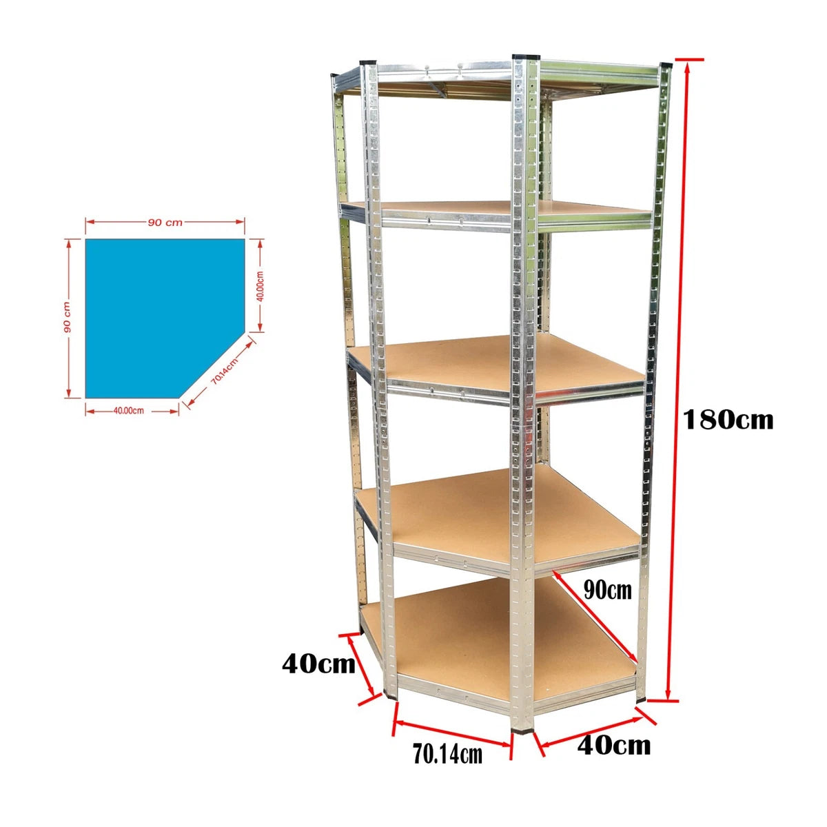 5 Tier Heavy Duty Corner Garage Storage Racks 180cm