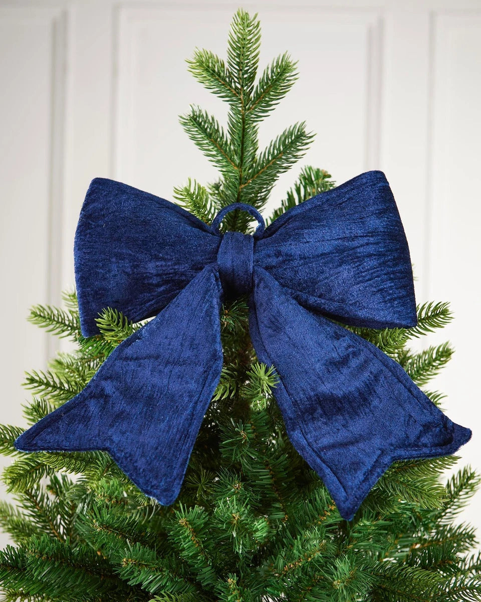 30cm Navy Velvet Christmas Bow – XMAX decoration