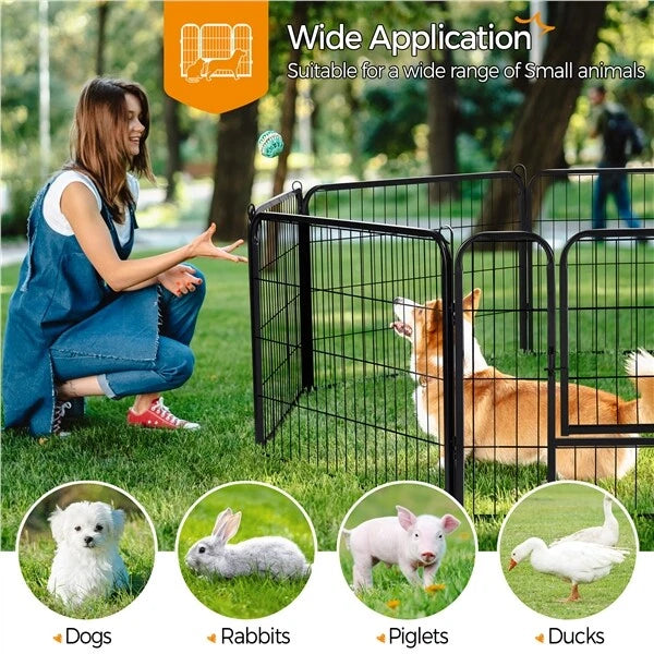 8 Panel Dog Playpen Metal Pet Pen Heavy Duty Indoor/Outdoor Fence 60cm Black